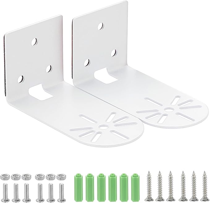 Sumnacon 2PCS Wall Mount Camera Shelf- Metal Small Wall Shelf with Adhesive,Universal Small Floating Shelf for Security Cameras, Speakers,White