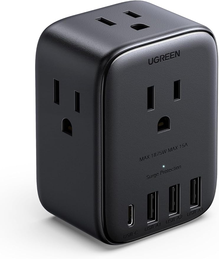 UGREEN 45 W GaN USB‑C Charger + 8‑in‑1 Power Strip Bundle — Dual‑Port Fast Wall Charger &amp 4 AC + 4 USB Multi‑Outlet Surge‑Protected Hub for Phone Tablet &amp Home Office