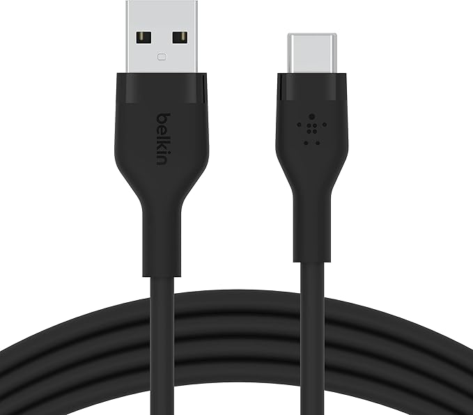 Belkin USB A to USB C Cable 6.6ft iPhone Charger Cord | soft-touch silicone finish includes cable clip iPhone 17 Samsung Galaxy S25 Pixel 9 Nintendo Switch 2 everyday cable