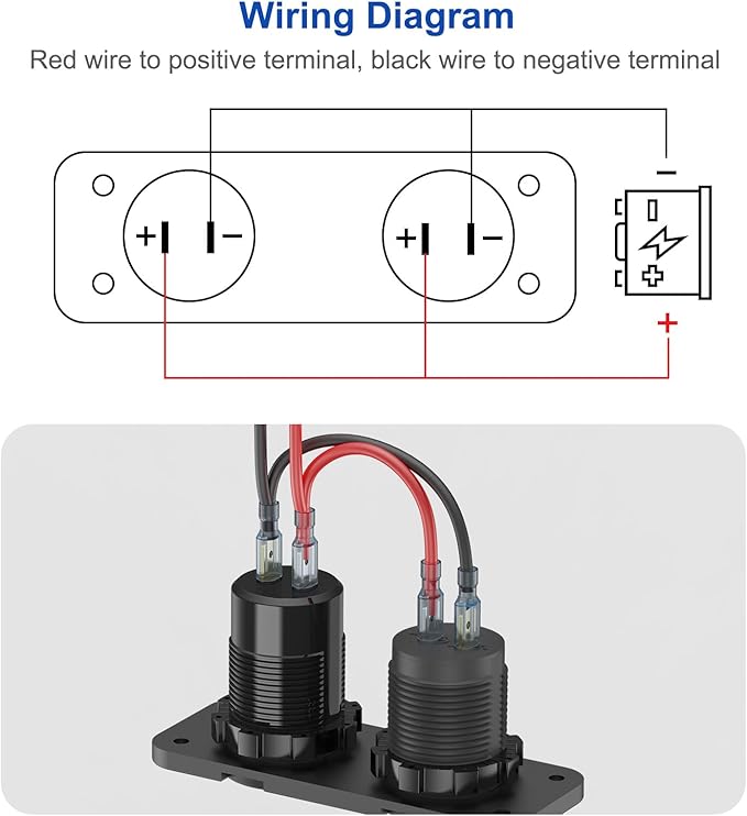 12V USB Outlet Marine Switch Panel Plug, PD3.0 and Dual QC3.0 USB Ports Aluminum Car Charger with LED Voltmeter Power Switch, Lighted 150W Cigarette Lighter Socket 2 in 1 DIY Kit for Boat RV ATV, etc.