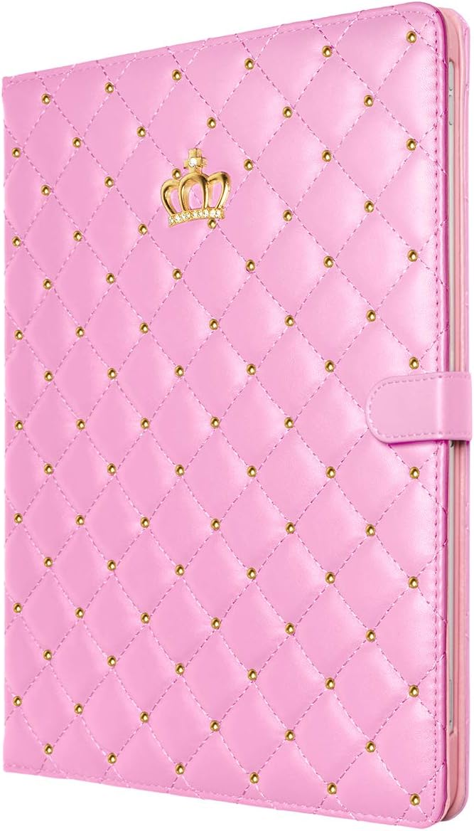 for iPad Air 13 Inch M4/M3/M2 (2026/2025/2024) Smart Case Auto Wake/Sleep Shockproof PU Leather Girls Woman Flip Magnetic Cute Crown Diamonds Kickstand Folio Cover for iPad Air 13 Black