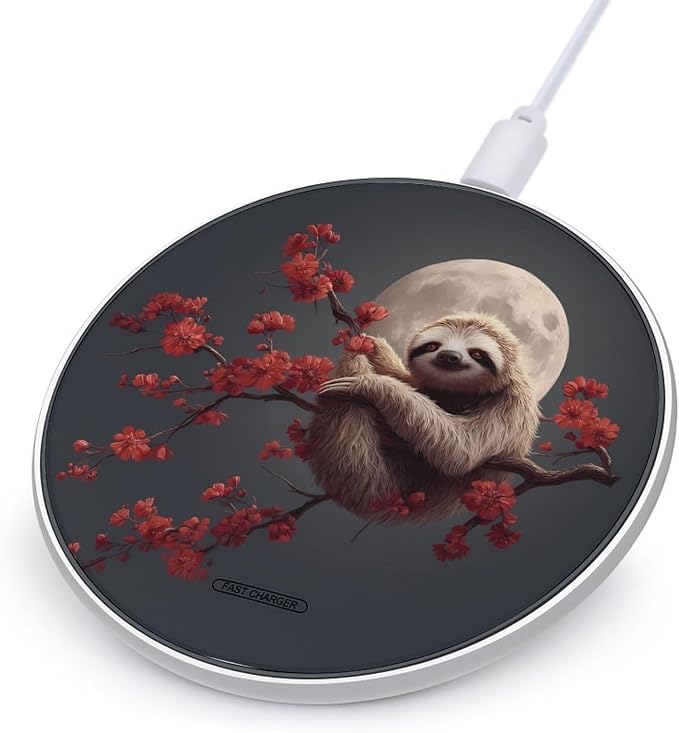 Cute Sloth Moom Wireless Charger SlimWireless Charging Pad Anti-Slip Charger Mat for Men Women