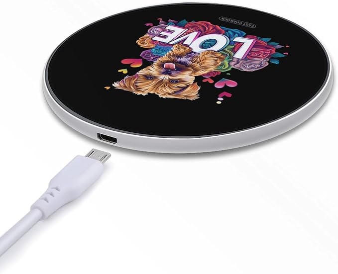 I Love Yorkshire Terrier Dog Wireless Charger SlimWireless Charging Pad Anti-Slip Charger Mat for Men Women