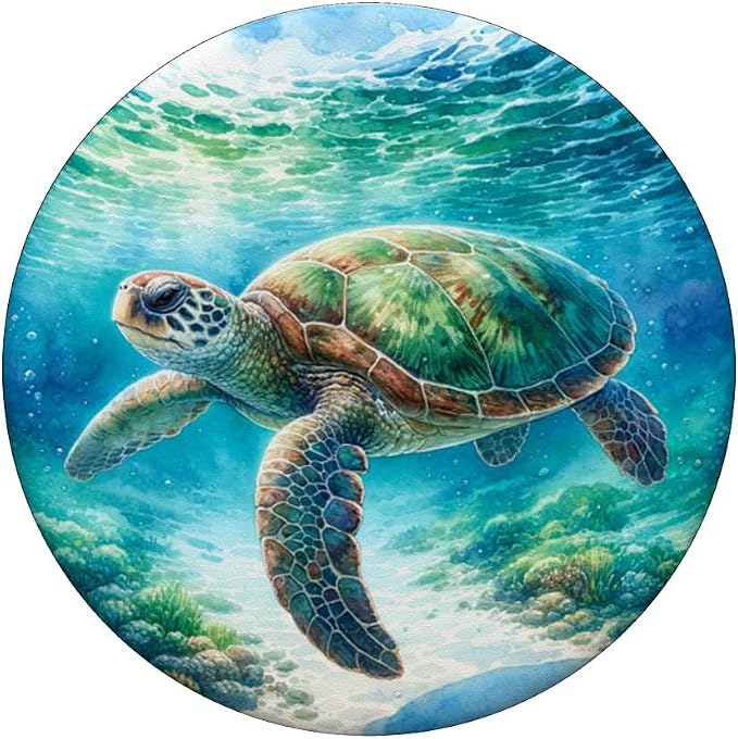 Green Sea Turtle Relaxing Watercolor for Sea Turtle Lovers PopSockets Adhesive PopGrip