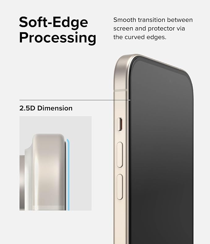 Ringke Full Cover Glass [Super Easy to Install] Compatible with iPhone 15 Screen Protector Case Friendly Shatterproof Premium 9H Hardness Tempered Glass with Installation Tool