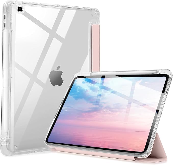 Case for iPad 9/8/7 Gen Case(2021/2020/2019)- Shockproof Cover with Built-in Pencil Holder- Smart Auto Sleep/Wake - Perfect for Students at Home/School-Pink