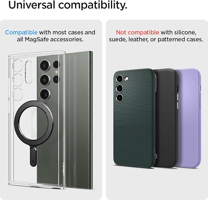 Spigen for MagSafe Ring Plate for Phone Case Wireless Charging Adapter | For iPhone 17/16/15/14/13/12/11 Samsung Galaxy S26/S25/S24/Z Fold/Z Flip 8/7 Google Pixel 10/9 Series &amp More - Black