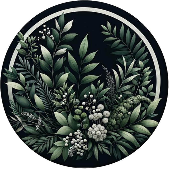 Elegant Midnight Garden - Lush Botanical Circle Illustration PopSockets Standard PopGrip