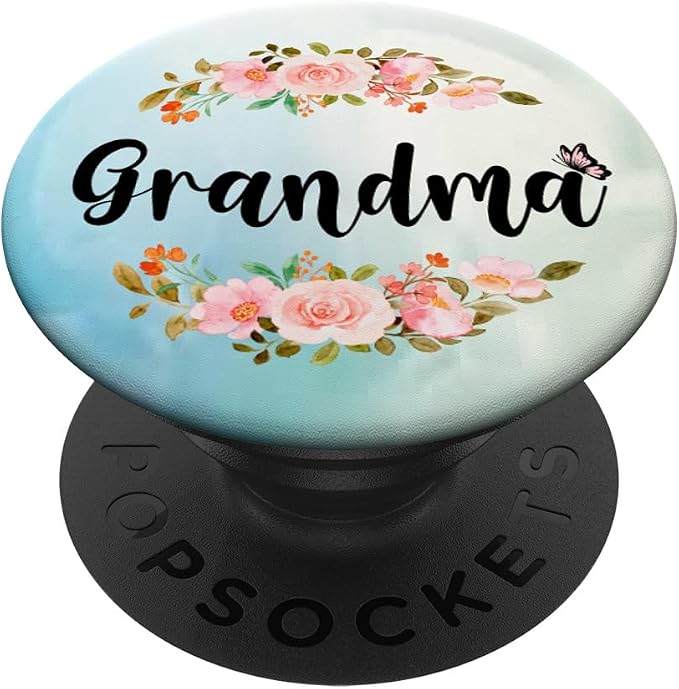 Grandma Cute Floral Butterfly Mother's Day Grandmother PopSockets Swappable PopGrip