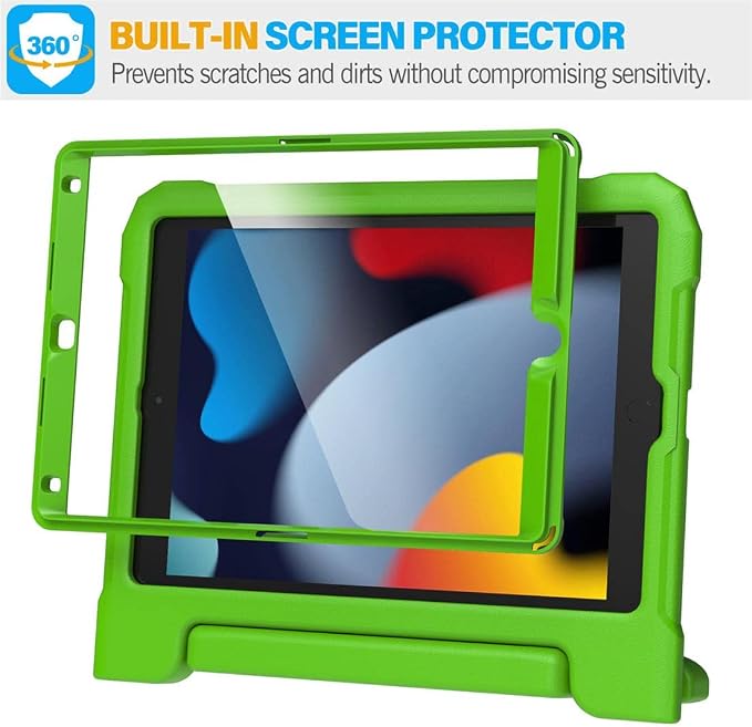 SUPLIK Kids Case for iPad 9th/8th/7th Generation -10.2 inch 2021/2020/2019 Built with Screen Protector Durable Shockproof Handle Stand Case for Apple iPad Gen 9/8/7 Black