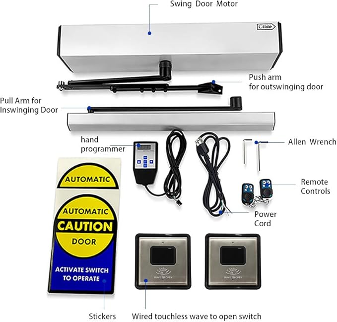 Olideauto Olide-120B Touchless Automatic Door Opener Wave Sensor Switch to Activate Door with 2pcs Wired Wave Sensor Switches Olide-513