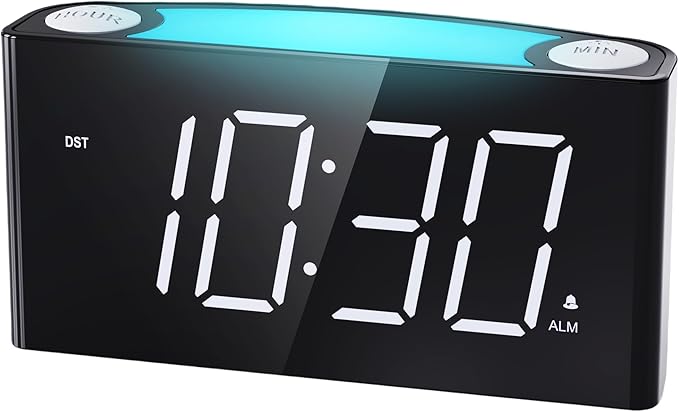 Mesqool Digital Alarm Clock for Bedroom, 7.5" Big Display, 7-Color Night Light,USB & Type C Charger, Dimmer,12/24 H,Plug-in Easy to Set Alarm Clock for Teens, Kids, Heavy Sleepers