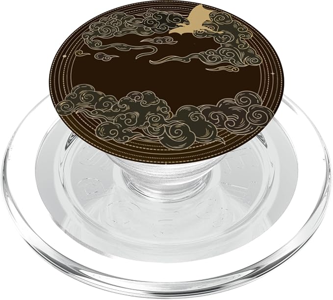 Black Dragon Cloud Circle Fantasy Mythic Emblem Pattern PopSockets PopGrip for MagSafe