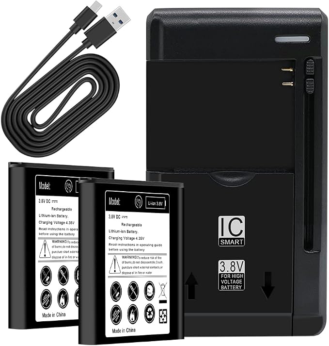 Long Endurance Boosting Displaceable Business 2X 5200mAh Battery Universal USB/AC Dock Wall Charger Type C Cable Compatible with Kyocera DuraXE Epic E4830 AT&ampT/FirstNet