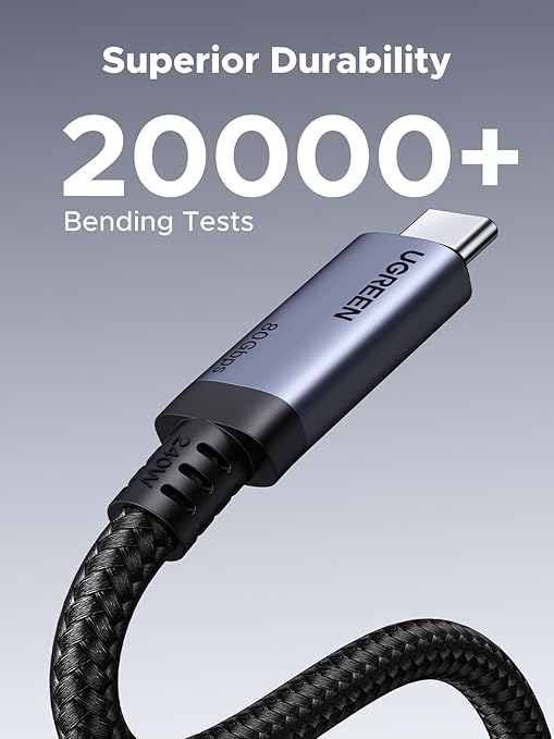 UGREEN 240W USB C to USB C Cable USB4 Gen4 80Gbps for Thunderbolt 5/4/3 Premium 18K Dual 8K Triple 4K Display PD3.1 Charging Compatible with USB C Monitors MacBook iPad iPhone 17/16/15 3.3FT