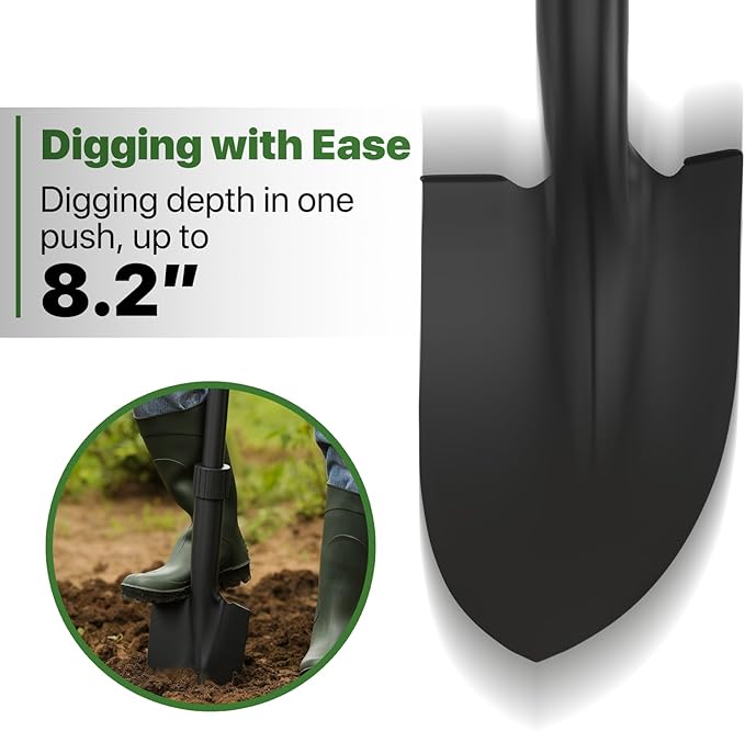 Shovel, Shovels for Digging, 33" Garden Shovel Heavy Duty with Ergonomic D-Grip, Small Spade Shovel for Camping, Edging, Off-Road, Metal Portable Mini Shovel with Fiberglass Shaft, Lightweight