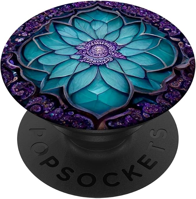 Teal Purple Mandala Pattern PopSockets Adhesive PopGrip
