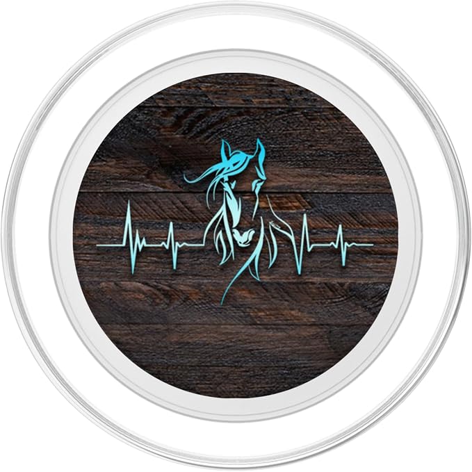 Horse Heartbeat on Rustic Woodgrain Print PopSockets Adhesive PopGrip