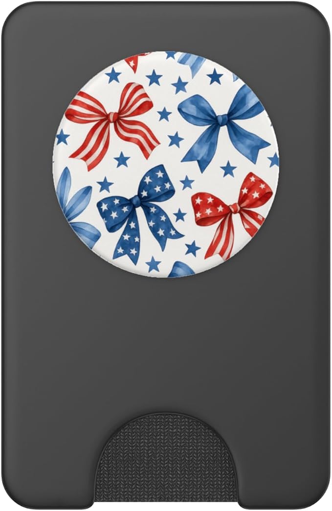 4th of July Red White Blue Bows and Stars PopSockets Adhesive PopGrip