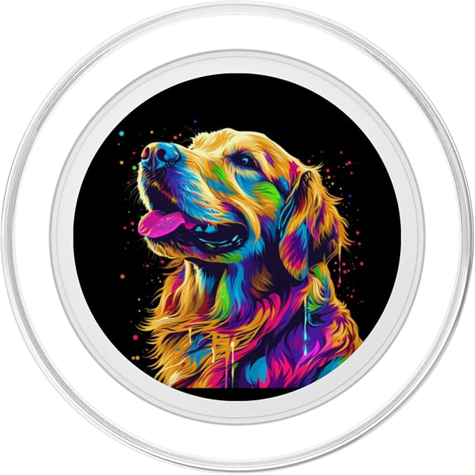 Colorful Pop Art Cute Golden Retriever Dog Portrait PopSockets Adhesive PopGrip