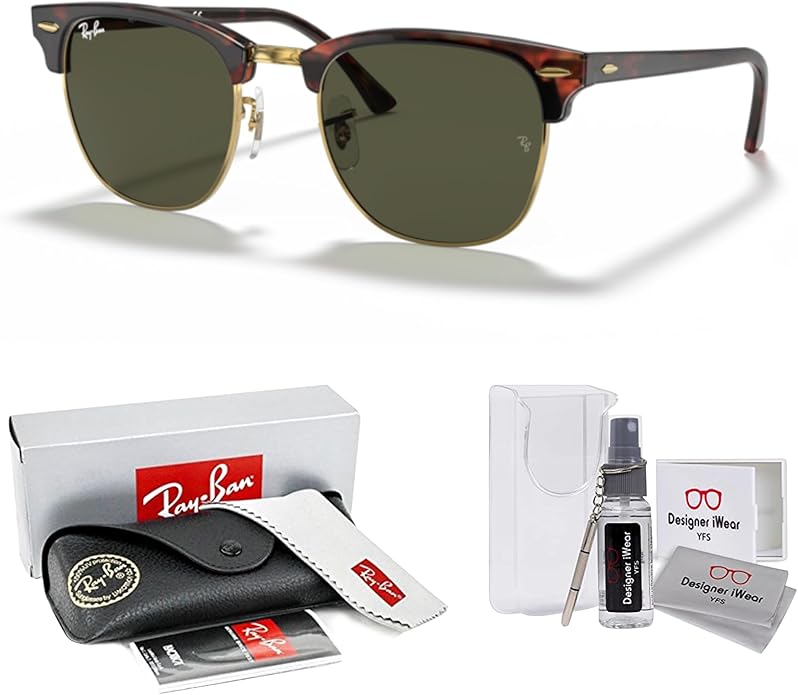 Ray-Ban RB3016 CLUBMASTER Sunglasses For Men For Women +BUNDLE with ACCESSORY EYEWEAR KIT