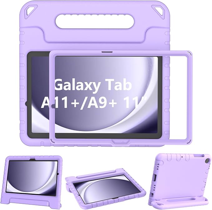 LTROP Shockproof Lightweight Convertible Handle Stand Case for Samsung Galaxy Tab A11 Plus 2025 / A9 Plus 11 Inch 2023 with Built-in Screen Protector Galaxy Tab A11+ / A9+ Case for Kids Black