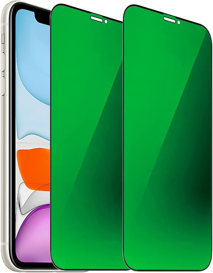 2 Pack Anti-Blue Privacy Tempered Glass Suit for iPhone 11 / iPhone XR Mirror Anti-Spy Screen Protector Anti-Peeping Film Electroplated 9H Hardness Anti-scratch 6.1 inch(Green)