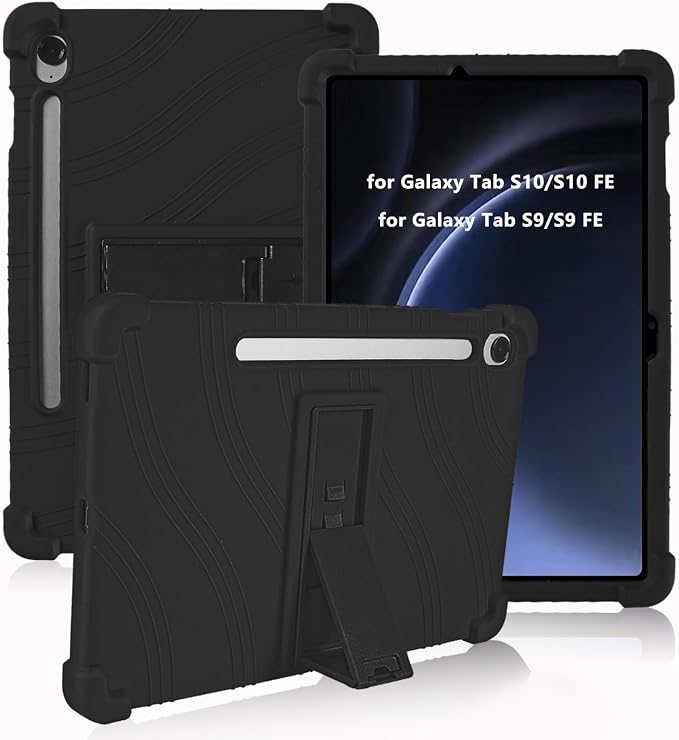 ATOOZ for Samsung Galaxy Tab S10 Lite/S10/S10 FE Case 10.9 2025Siliocne Case for Samsung Galaxy Tab S9/S9 FE 10.9 inch Tablet with PC Stand &amp Pen Slot (Black)