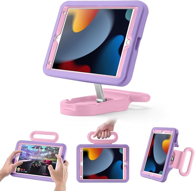 Kids Case for iPad 7th/8th/9th Gen 10.2 inchAdjustable Handle Stand(Black) | Adjustable Portrait/Landscape Stand/Drop Proof with Handle/KickstandChild Friendly Protective for iPad 10.2 2021/2020/201
