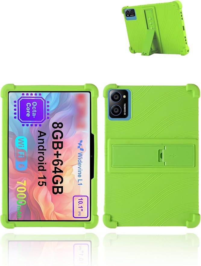 for TabneraX UTbook Android 15 Gaming Tablet10 2.5K Ultra Clear Display Tablet Model CaseSoft Silicone Adjustable Stand Cover Lightweight Kids FriendlyBlack.