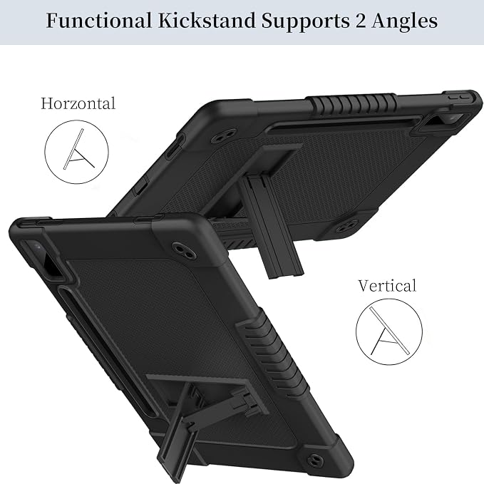 Case for Lenovo Tab P12for Lenovo Tab P12 12.7 Tablet CaseShockproof with Kickstand/Shoulder Strap Case for Lenovo tab P12/Xiaoxin Pad Pro 12.7 Tablet TB370FU/TB371FC (Black)