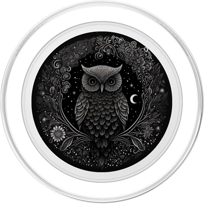 Cool Mandala Owl Illustration Unique Big Eyes Women Men Kids PopSockets Adhesive PopGrip