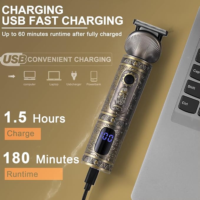 Scttomon Beard Trimmer Kit Professional Hair Clipper Zero Gapped T-Blade Electric Shaver Razor Nose Body Trimmer for Men Cordless Grooming Kit 7 in 1