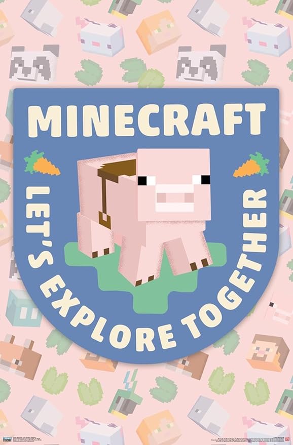 Trends International Minecraft - Let's Explore Together Wall Poster, 19L x 13W, Premium Unframed Version