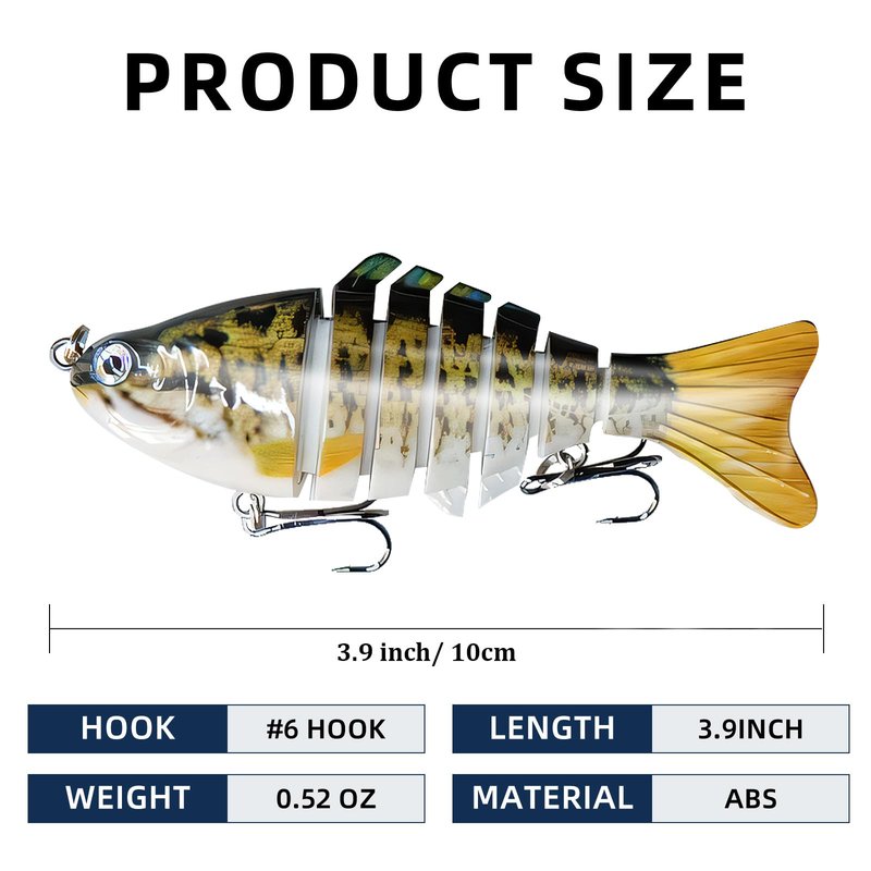 6PCS Fishing Lures for Freshwater and Saltwater with case,Slow Sinking Multi Jointed Swimbaits, Lifelike Lures for Bass Trout Crappie Walleye Pike, Easily Caught Bait