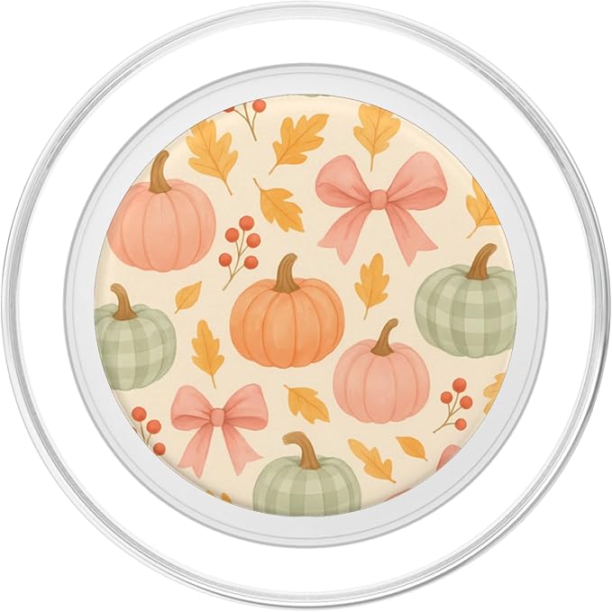 Autumn Flower Fall Pumpkin Bow Girl Women Fall Themed PopSockets Adhesive PopGrip