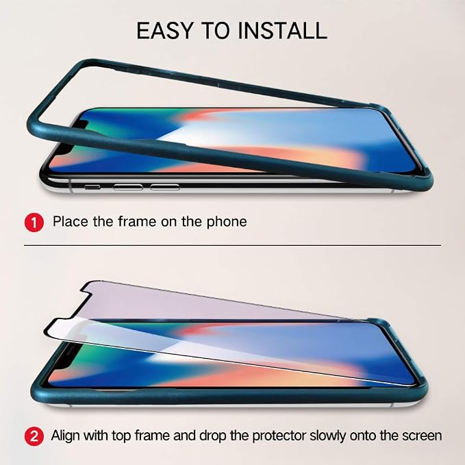 PERFECTSIGHT Blue Light Tempered Glass Screen Protector compatible with iPhone 11 Pro Max 2019 iPhone Xs Max 2018 6.5 inch HD Anti Fingerprint 2X Stronger Alignment Frame Easy Installation