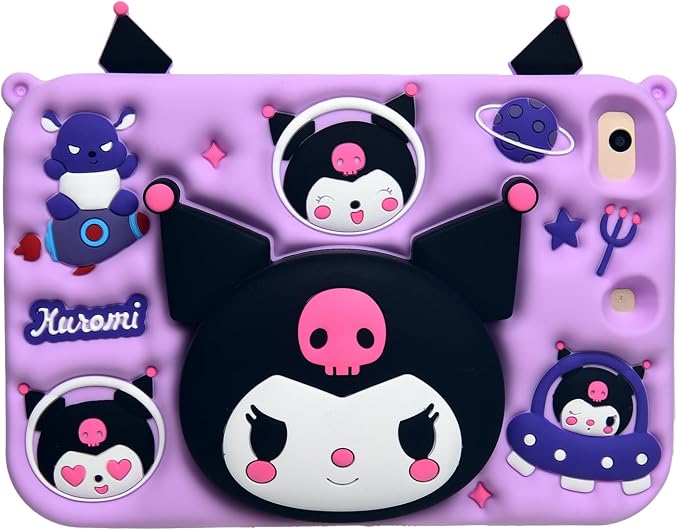 Cartoon Case for iPad mini 1/2/3/4/5 7.9，MONEHOYSY Cute Soft Silicone Kickstand [Drop ProofShock ProofAnti Slip] Back Stand Cover Case for Kids Children Teens Girls Boys (Kitty-1)