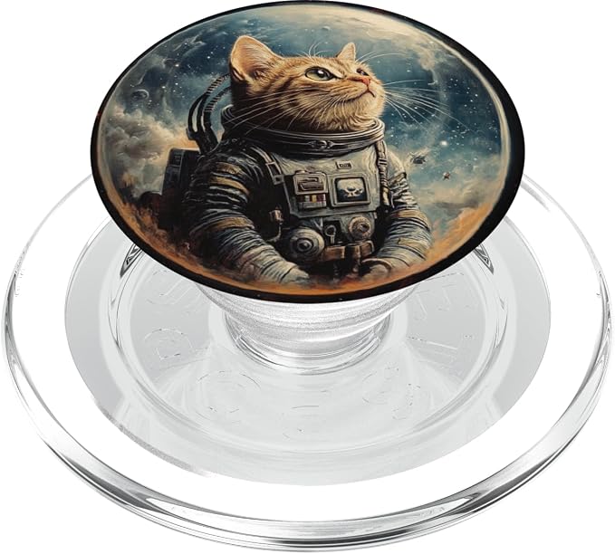 Space Cat Kitty Meow Animal Pet Outerspace Astronaut PopSockets Adhesive PopGrip