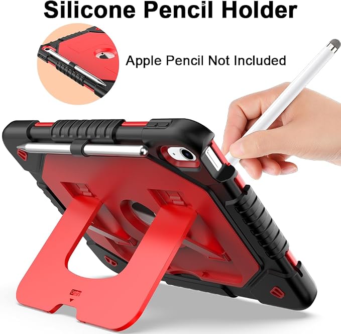 Dteck for Apple iPad 11 inch (A16 11th Gen) iPad 10.9 inch (10th Gen) Slim Clear Case with Kickstand Pencil Holder Reinforced Shockproof Corners Soft TPU Lightweight Protective Cover Transparent