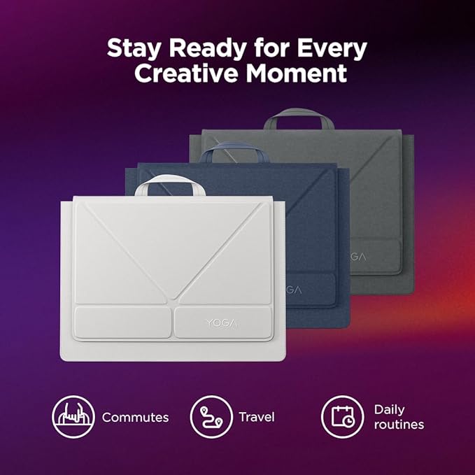 Lenovo Yoga Tote Sleeve Case for Laptops with 16-inch Display, Multi-Compartment Organizer with Convertible Stand, Lightweight Protective Polyester & Microfiber Sleeve, Seashell