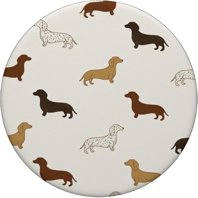 Beige Dachshund Dog Pattern PopSockets Adhesive PopGrip