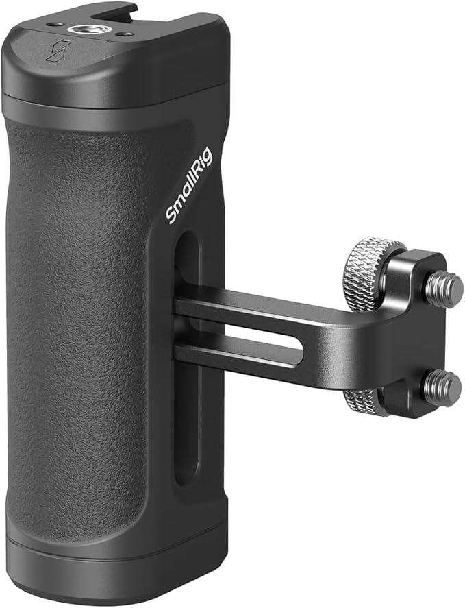SmallRig Mini Side Handle for 1/4"-20 Threaded Holes, Camera Cage Handle for Left or Right Hand, Up and Down Adjustable, with Built-in Cold Shoe & Threaded Hole - 4755