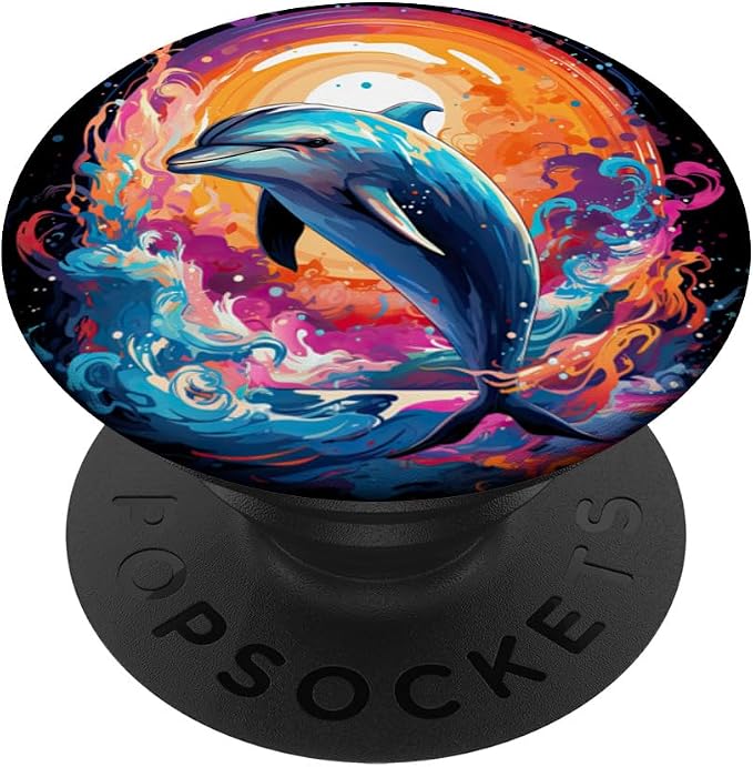 Colorful Dolphin Spirit Animal Multicolor Art Dolphin PopSockets Swappable PopGrip