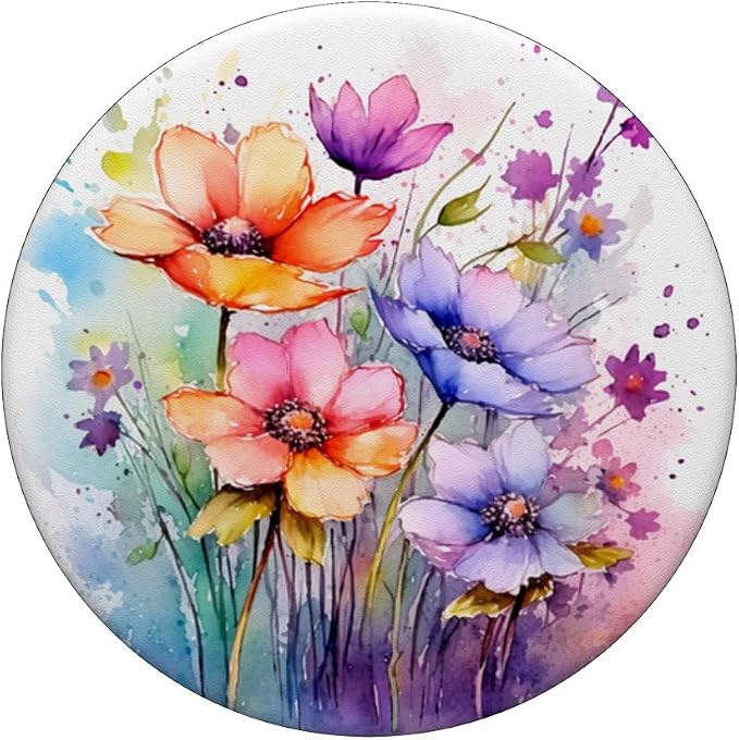 Wildflower Watercolor Flowers Design Floral Garden PopSockets Adhesive PopGrip