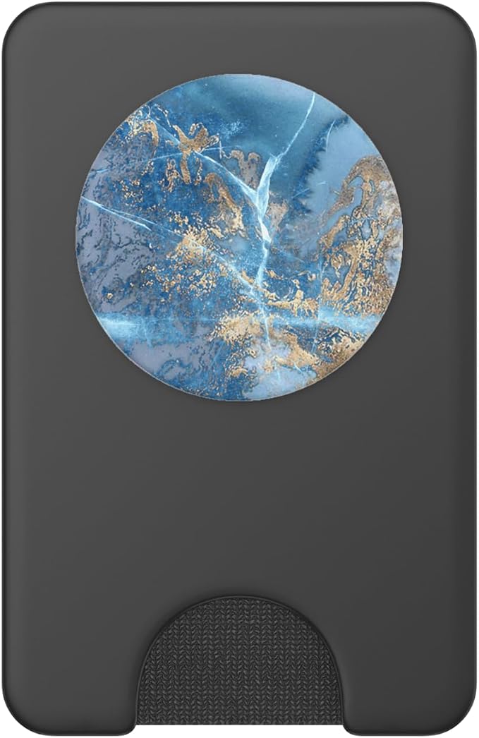 Faux-Gold-Blue-Marble-Effect Blu-Marbled-Design PopSockets Adhesive PopGrip