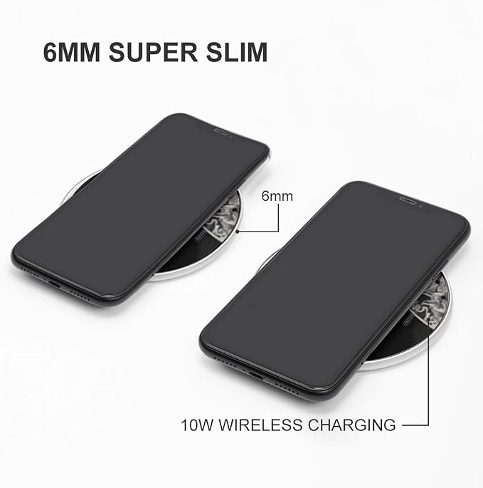 Skate Boards Wireless Charger 10W Fast Charging Pad Anti-Slip Qi Certified Wireless Charging Pad Charging Station Portable Phone Charger for All Wireless Charging Smartphone