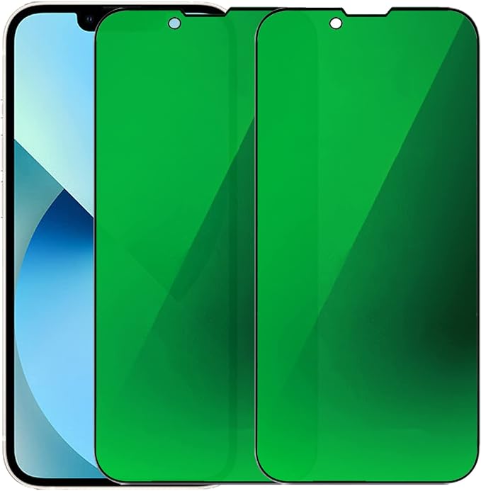 2 Pack Anti-Blue Privacy Tempered Glass Suit for iPhone 11 / iPhone XR Mirror Anti-Spy Screen Protector Anti-Peeping Film Electroplated 9H Hardness Anti-scratch 6.1 inch(Green)