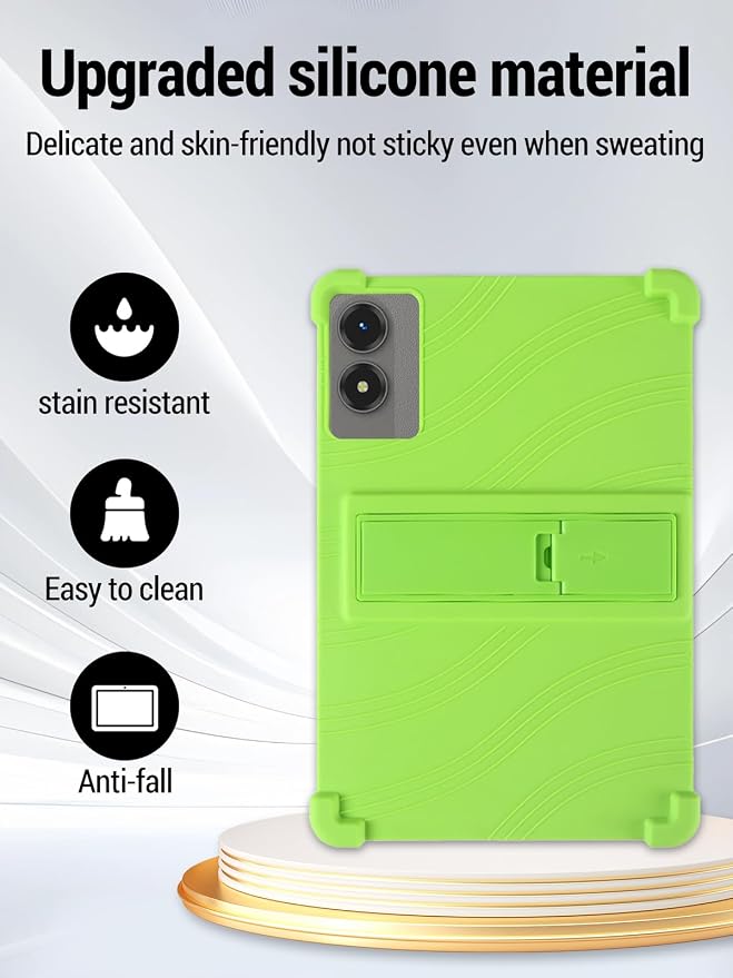 for TABWEE T50 (11 Inch) Android 16 Tablet Protective case ZBAGUG Shockproof Lightweight Silicone Protective Cover with Stand Child-Friendly Protection Easy to Clean Design Green.