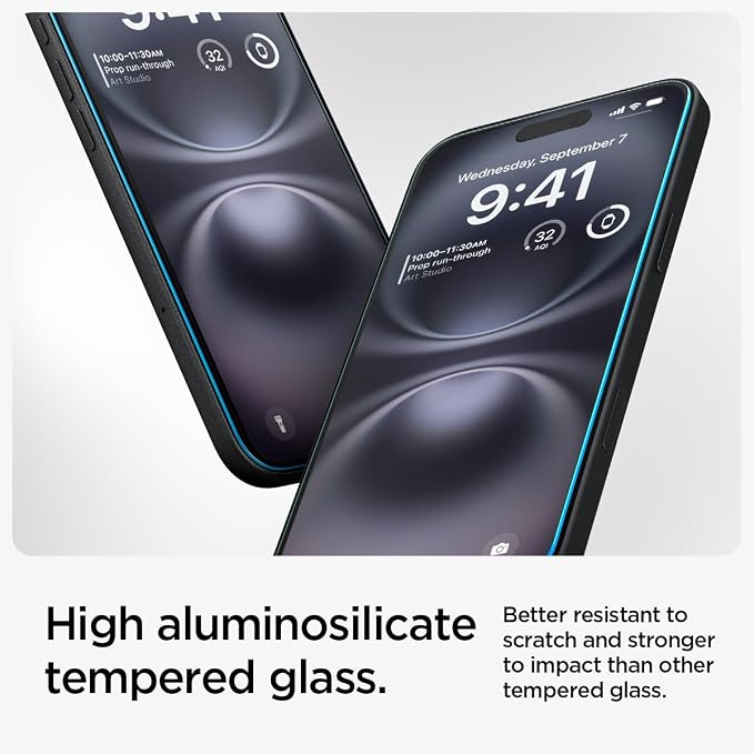 Spigen GlasTR EZ FIT Screen Protector for iPhone 16/15 | 9H+ tempered glass Scratch resistance auto-align tray Lab-tested 100% clarity Original touch Case-friendly 2 Pack